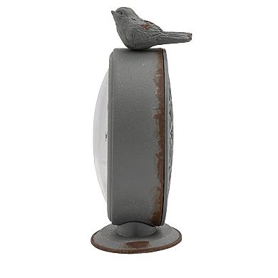 Storied Home Decorative Pewter Mantel Clock with Bird