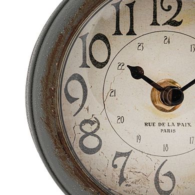Storied Home Decorative Pewter Mantel Clock with Bird