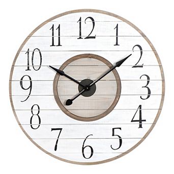 Storied Home Round Wood Slat Wall Clock