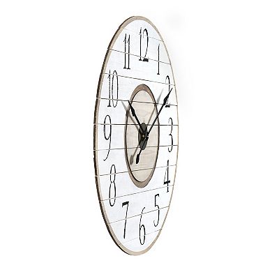 Storied Home Round Wood Slat Wall Clock