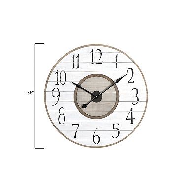 Storied Home Round Wood Slat Wall Clock