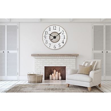 Storied Home Round Wood Slat Wall Clock