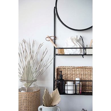 Storied Home Round Glass Tall Vase with Decorative Cane Sleeve