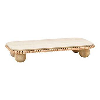 Storied Home Pedestal with Wood Beads Footed Serving Tray