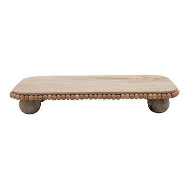 Storied Home Pedestal with Wood Beads Footed Serving Tray