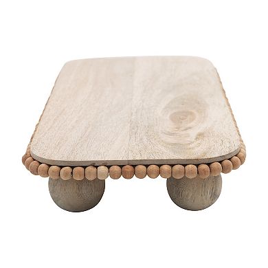 Storied Home Pedestal with Wood Beads Footed Serving Tray
