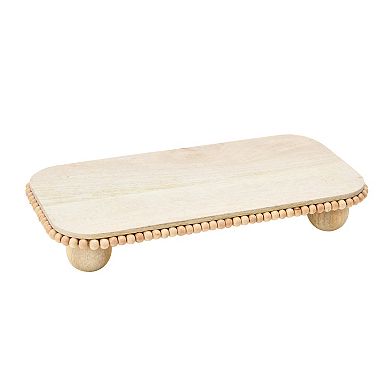 Storied Home Pedestal with Wood Beads Footed Serving Tray
