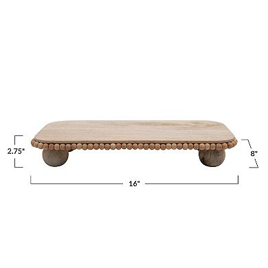 Storied Home Pedestal with Wood Beads Footed Serving Tray