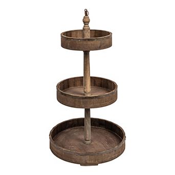 Storied Home Decorative Wood & Tin 3 tier Tray
