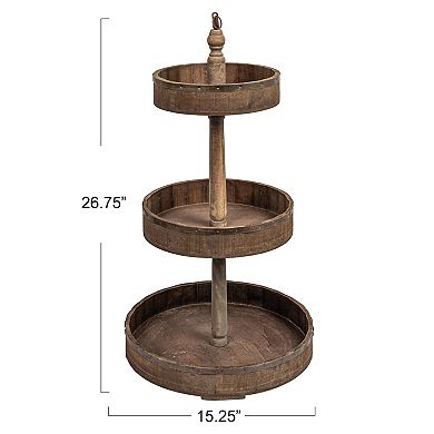 Storied Home Decorative Wood & Tin 3-Tier Tray