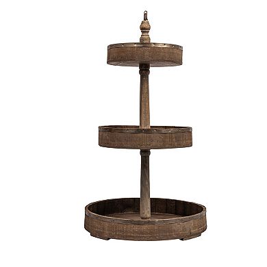 Storied Home Decorative Wood & Tin 3-Tier Tray