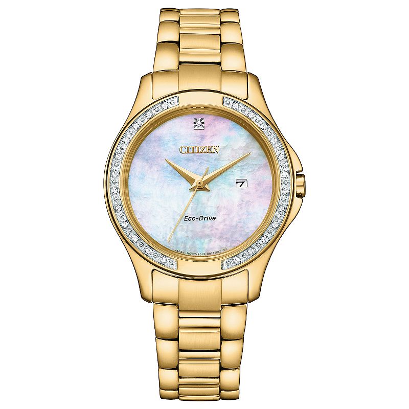 Citizen Women's Eco-Drive Dress Classic Two-Tone Diamond Accent Bracelet Watch, Size: Medium, Gold
