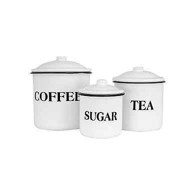Storied Home Farmhouse 3 pc "Coffee", "Tea", & "Sugar" Containers