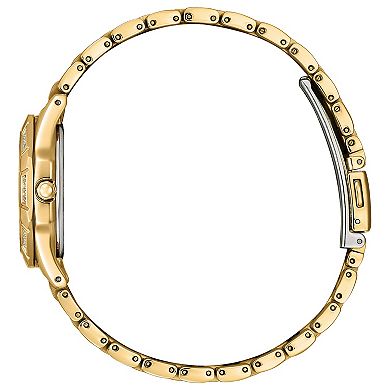 Citizen Women's Eco-Drive Gold Tone Stainless Steel Diamond Accent Black Dial Bracelet Watch