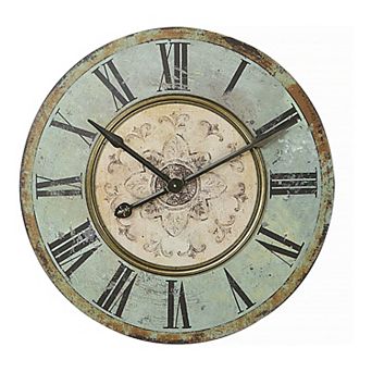 Storied Home Mint Green Decorative Round Wood Wall Clock