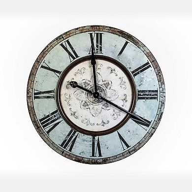 Storied Home Mint Green Decorative Round Wood Wall Clock