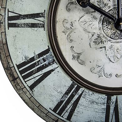 Storied Home Mint Green Decorative Round Wood Wall Clock