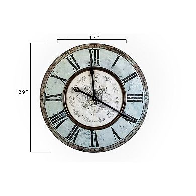 Storied Home Mint Green Decorative Round Wood Wall Clock