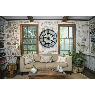 Storied Home Mint Green Decorative Round Wood Wall Clock