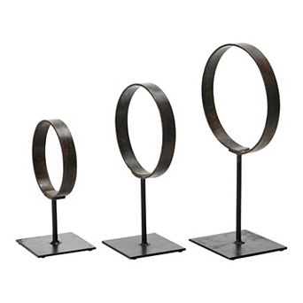 Storied Home Modern Round Metal Rings on Stands 3 pc Set