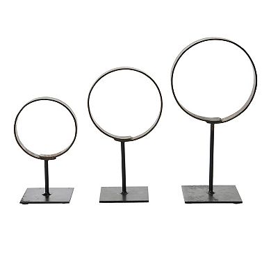 Storied Home Modern Round Metal Rings on Stands 3-piece Set