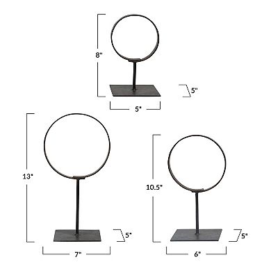 Storied Home Modern Round Metal Rings on Stands 3-piece Set