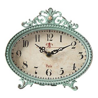 Storied Home Decorative Antiqued Pewter Mantel Clock