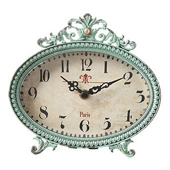 Storied Home Decorative Antiqued Pewter Mantel Clock