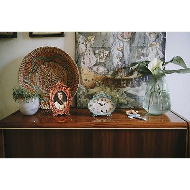 Storied Home Decorative Antiqued Pewter Mantel Clock