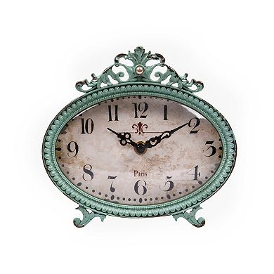 Storied Home Decorative Antiqued Pewter Mantel Clock