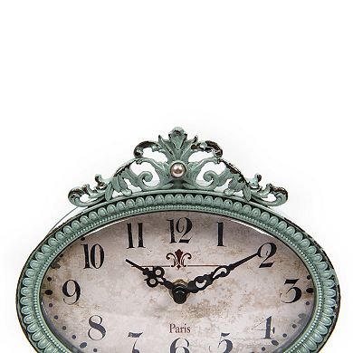 Storied Home Decorative Antiqued Pewter Mantel Clock