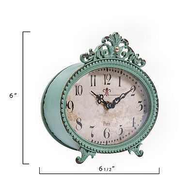 Storied Home Decorative Antiqued Pewter Mantel Clock