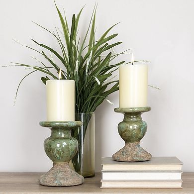 Storied Home 2-Tone Sculptural Terracotta Candleholder