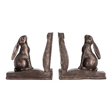 Storied Home Decorative Rustic Resin Rabbit Bookends 2-piece Set