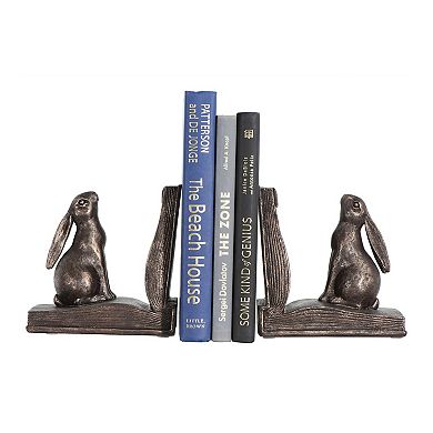 Storied Home Decorative Rustic Resin Rabbit Bookends 2-piece Set