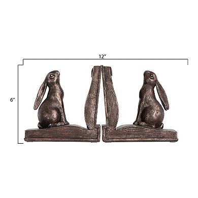 Storied Home Decorative Rustic Resin Rabbit Bookends 2-piece Set