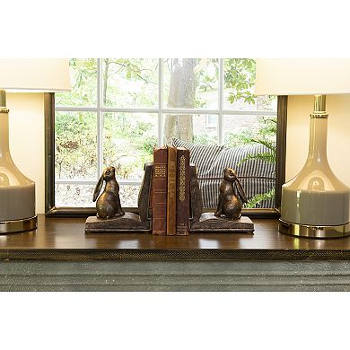 Storied Home Decorative Rustic Resin Rabbit Bookends 2-piece Set