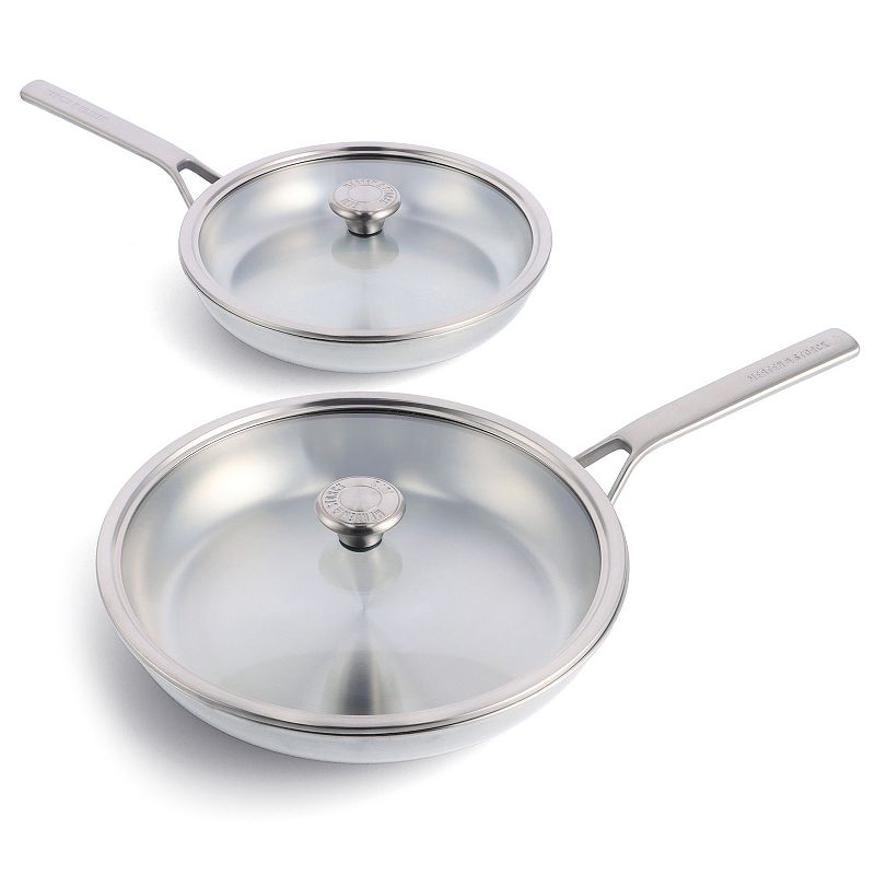 Merten & Storck Stainless Steel 10" and 12" Frypans Set with Lids
