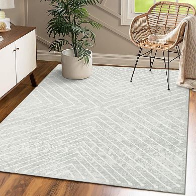 Garvee Soft Geometric Symmetry Rug Machine Washable Geometric Pattern Floor Cover