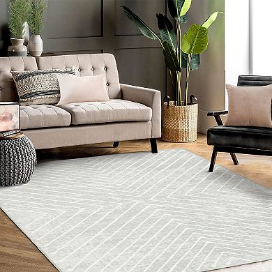 Garvee Soft Geometric Symmetry Rug Machine Washable Geometric Pattern Floor Cover
