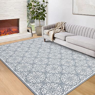 Garvee Modern Floral Area Rug & Washable Soft Throw Carpet for Home Decor