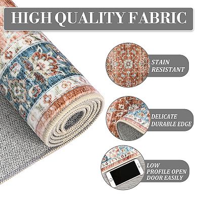 Garvee Transitional Floral Area & Oriental Washable Floor Carpet for Home Decor