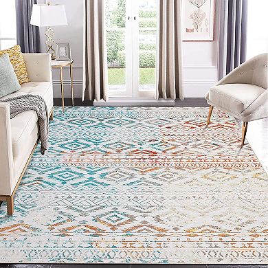 Garvee Moroccan Geometric Area Rug Soft Washable Throw Carpet