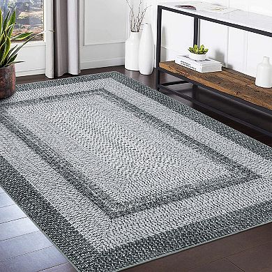 Garvee Modern Imitation Braided Print Area Rug Soft Stain Resistant Geometric Carpet