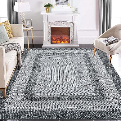 Garvee Modern Imitation Braided Print Area Rug Soft Stain Resistant Geometric Carpet