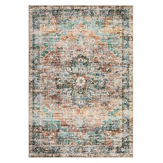 Garvee Vintage Oriental Floral Print Area Rug Washable Soft Indoor Floor Carpet