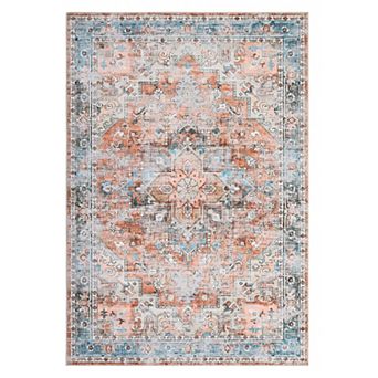 Garvee Vintage Oriental Floral Print Area Rug Washable Soft Indoor Floor Carpet