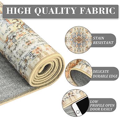 Garvee Persian Traditional Area Rugs Vintage Distressed Floral Pattern Rug