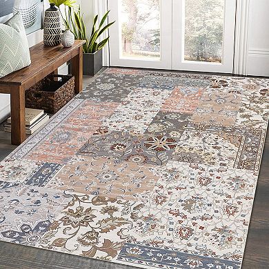 Garvee Machine Washable Chenille Carpet for Home Decor Bohemian Farmhouse Area Rug