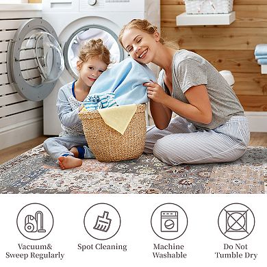 Garvee Machine Washable Chenille Carpet for Home Decor Bohemian Farmhouse Area Rug